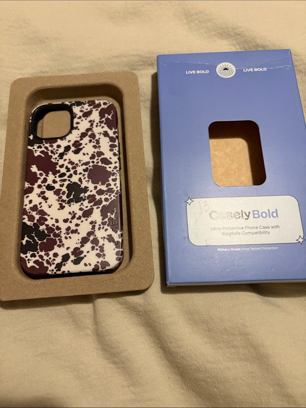 Casely Bold Splatter Protective iPhone Case - White & Maroon